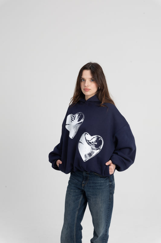 CRYSTALAND HEART NAVY HOODIE