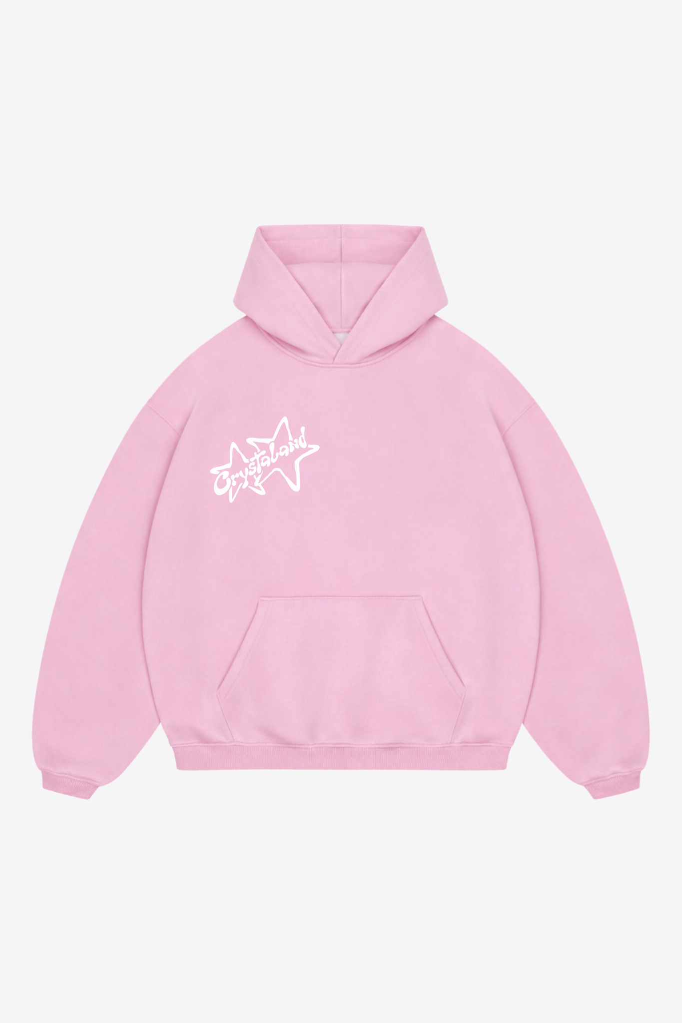CRYSTALAND STAR PUFF PRINT BABY PINK HOODIE