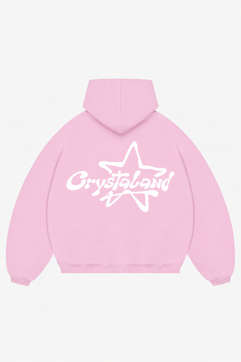 CRYSTALAND STAR PUFF PRINT BABY PINK HOODIE