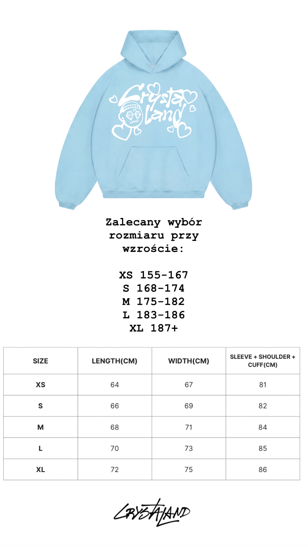 CRYSTALAND VALENTINE'S DAY BABY BLUE HOODIE