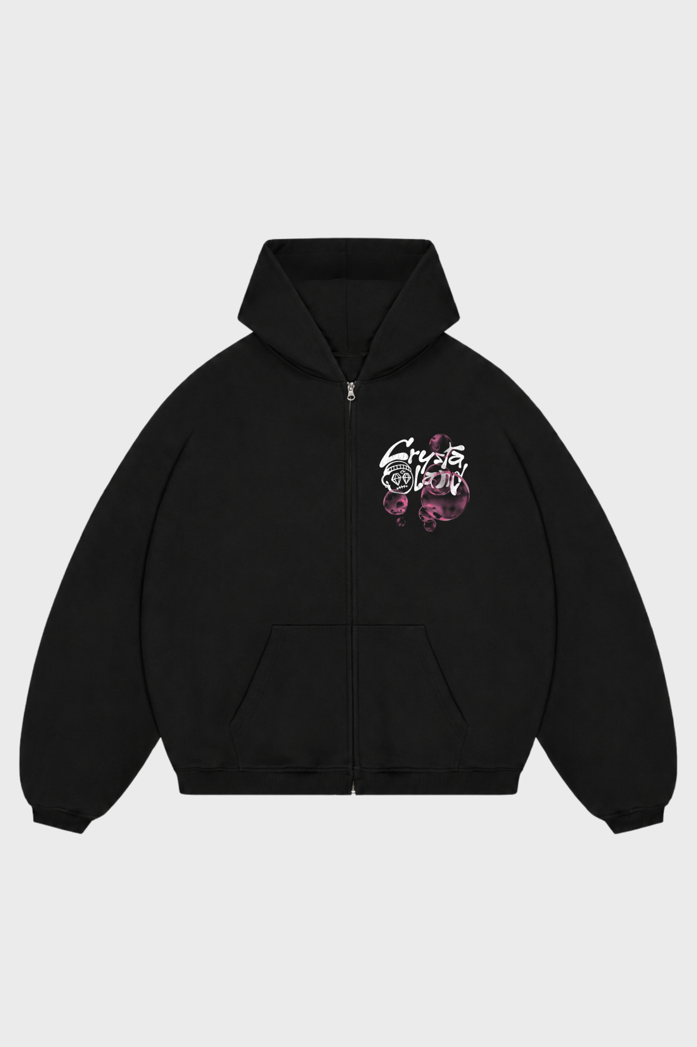CRYSTALAND BUBBLE ZIP BLACK HOODIE