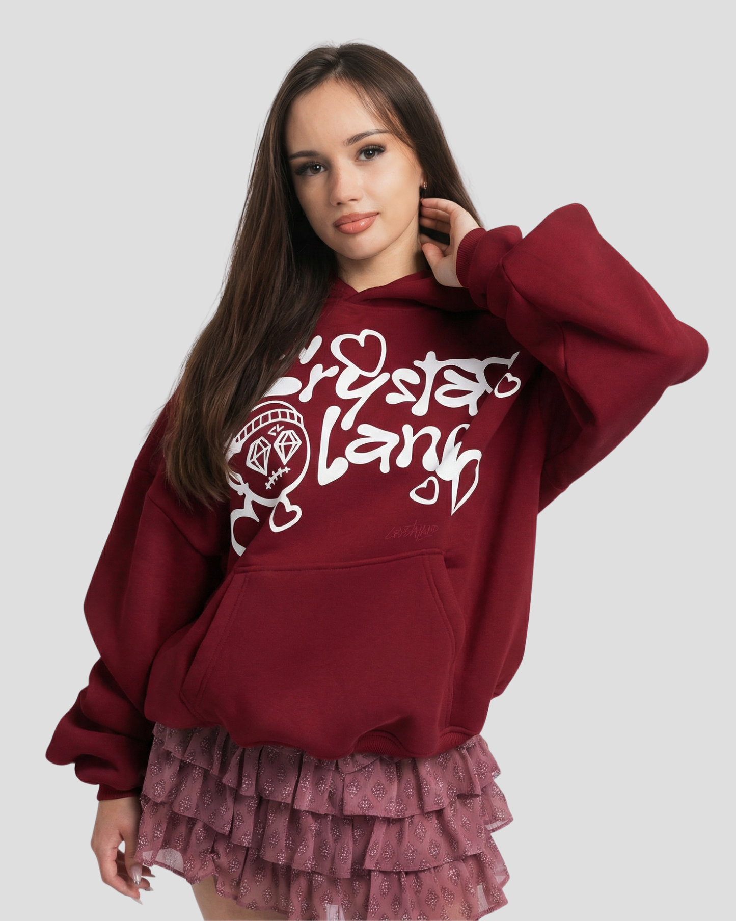 CRYSTALAND VALENTINE'S DAY BURGUNDY HOODIE