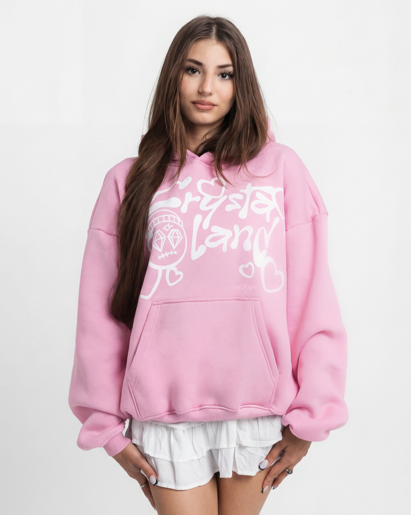CRYSTALAND VALENTINE'S DAY BABY PINK HOODIE