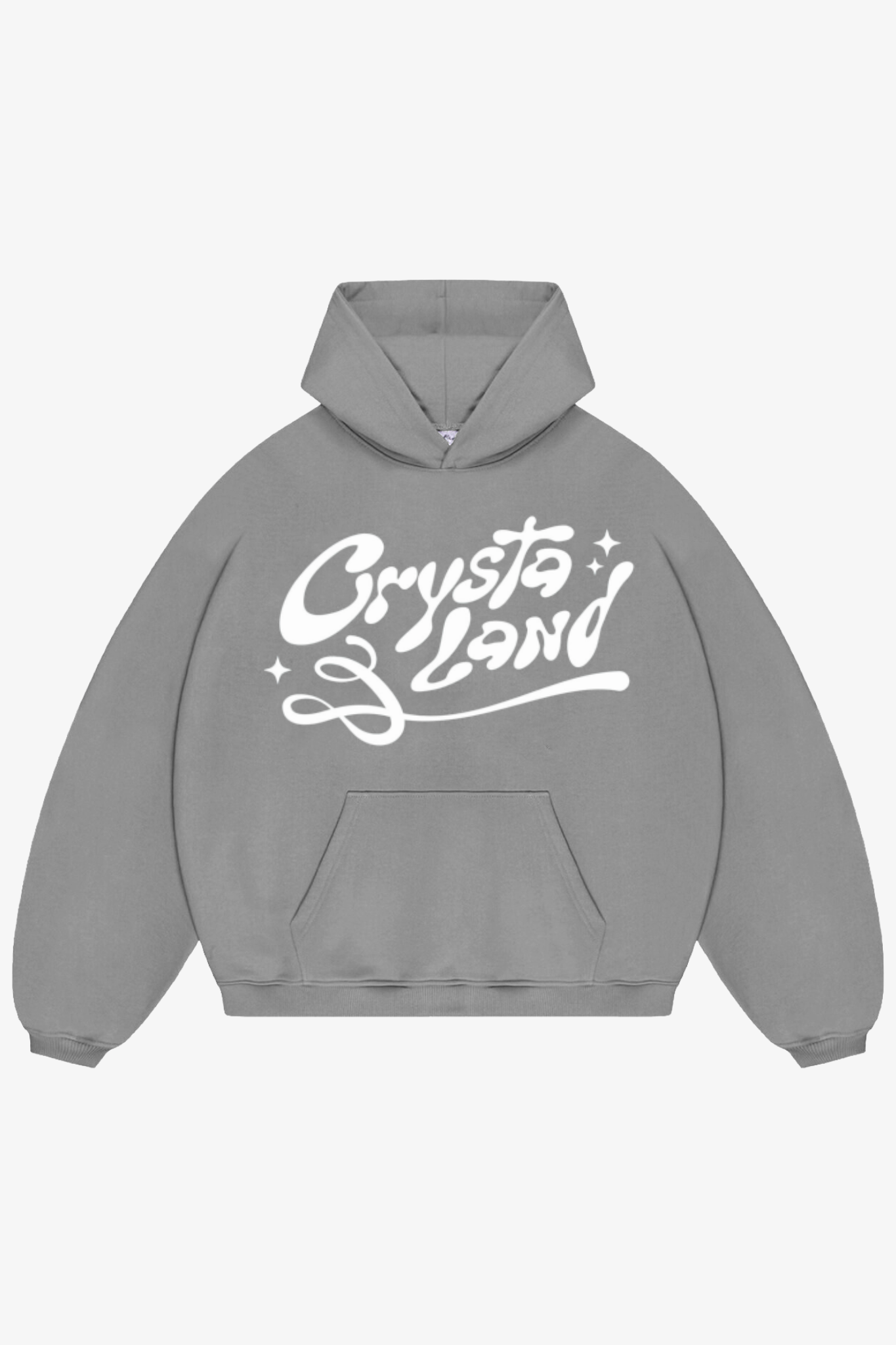 CRYSTALAND PUFF PRINT SILVER GREY HOODIE