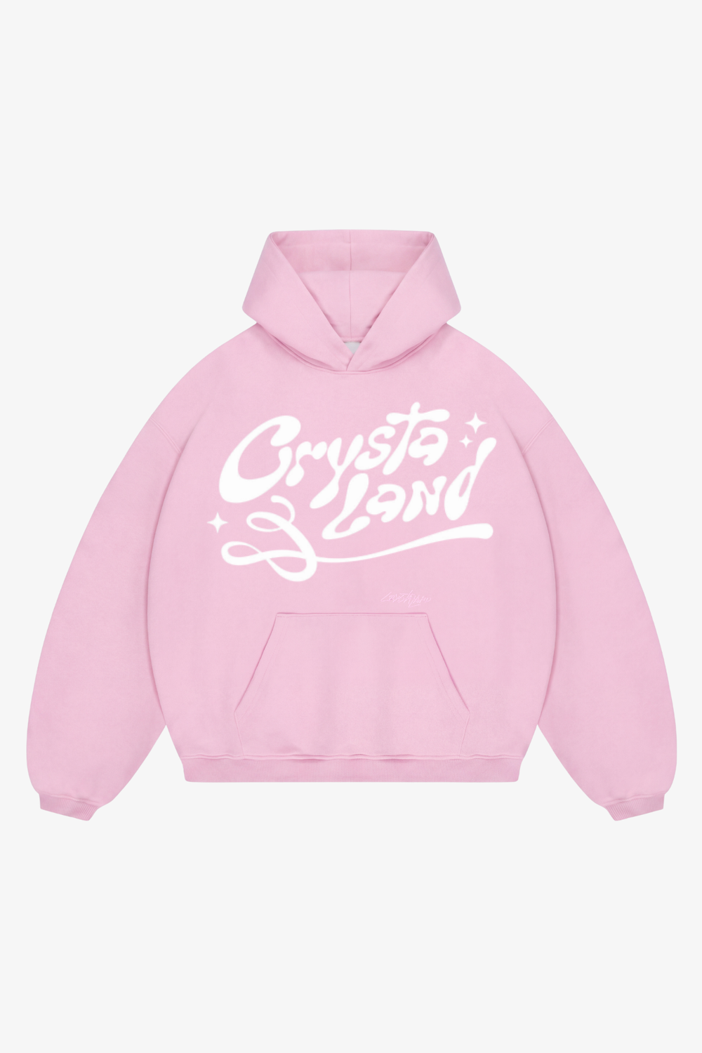 CRYSTALAND PUFF PRINT BABY PINK HOODIE