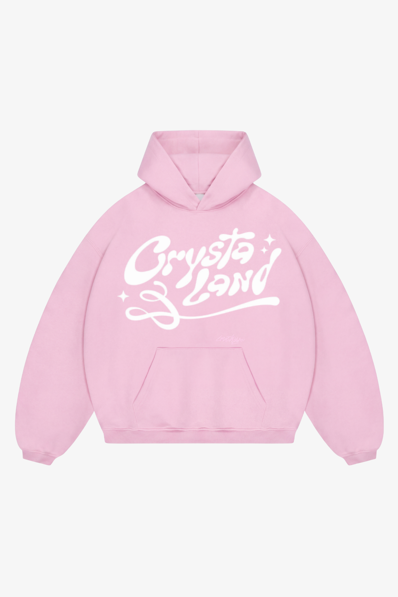 CRYSTALAND PUFF PRINT BABY PINK HOODIE