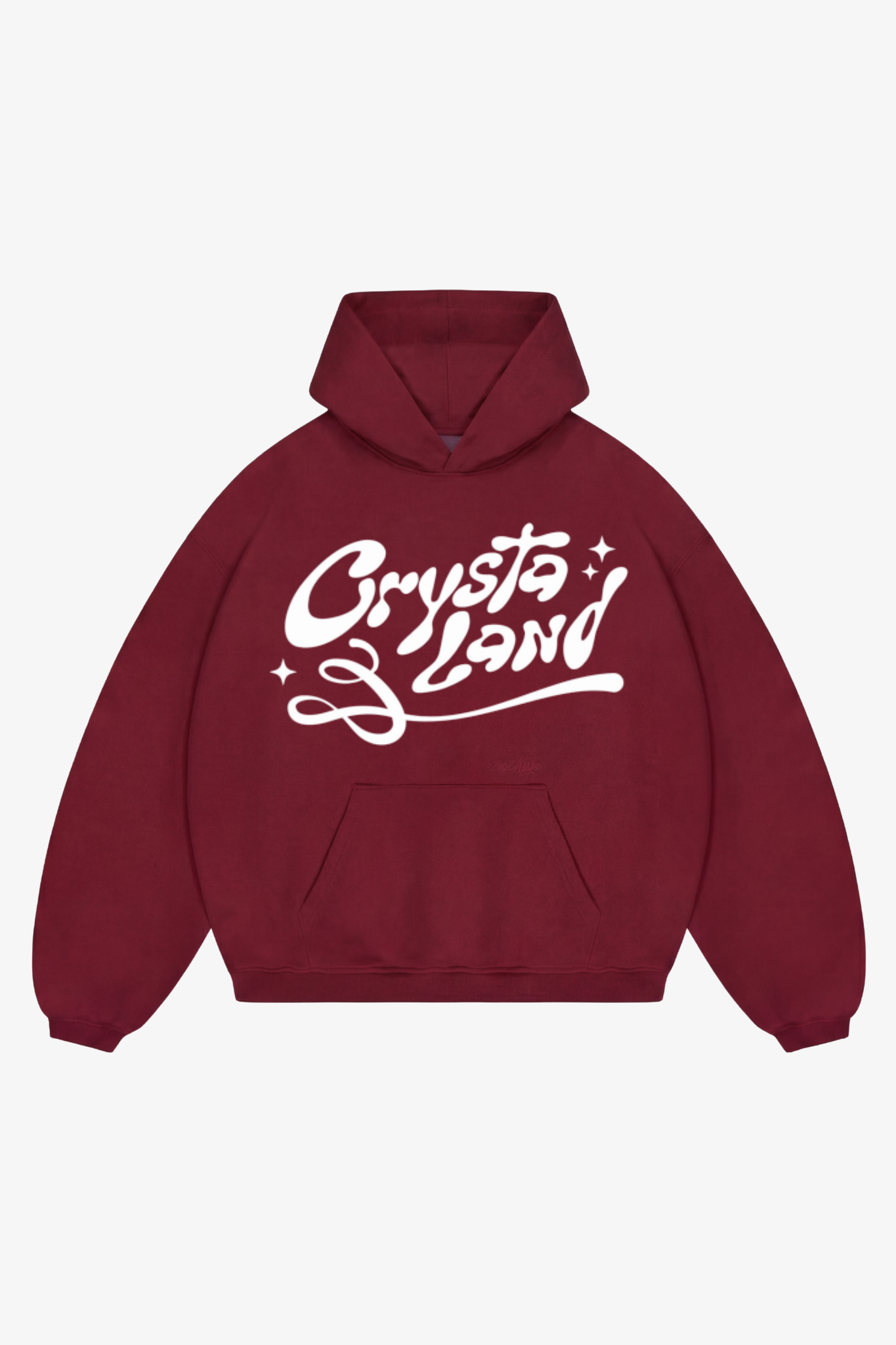 CRYSTALAND PUFF PRINT BURGUNDY HOODIE