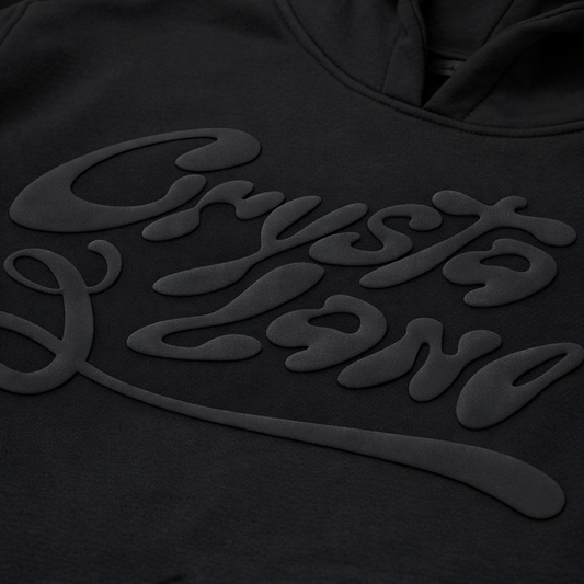 CRYSTALAND PUFF PRINT BLACK HOODIE