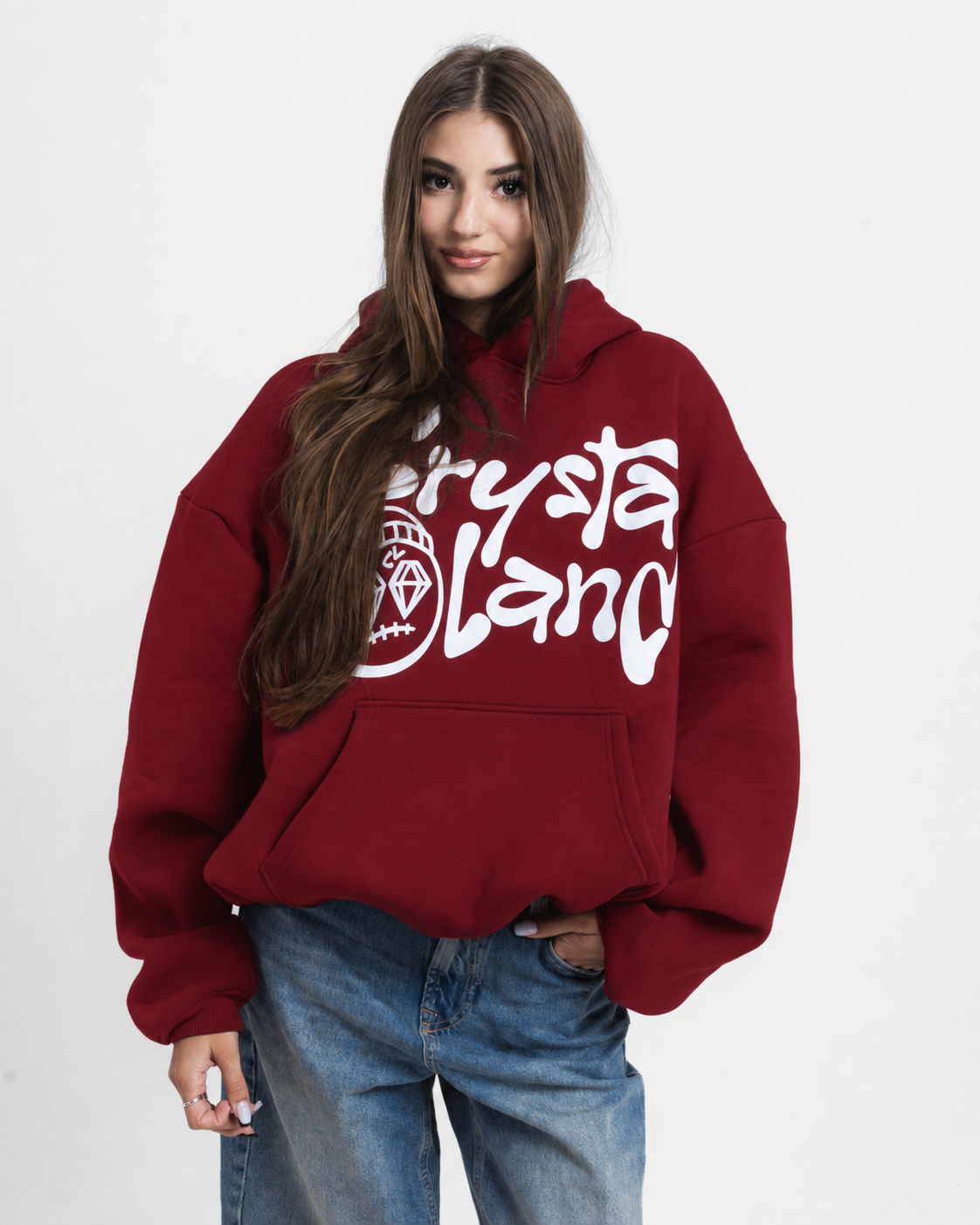 CRYSTALAND BURGUNDY HOODIE