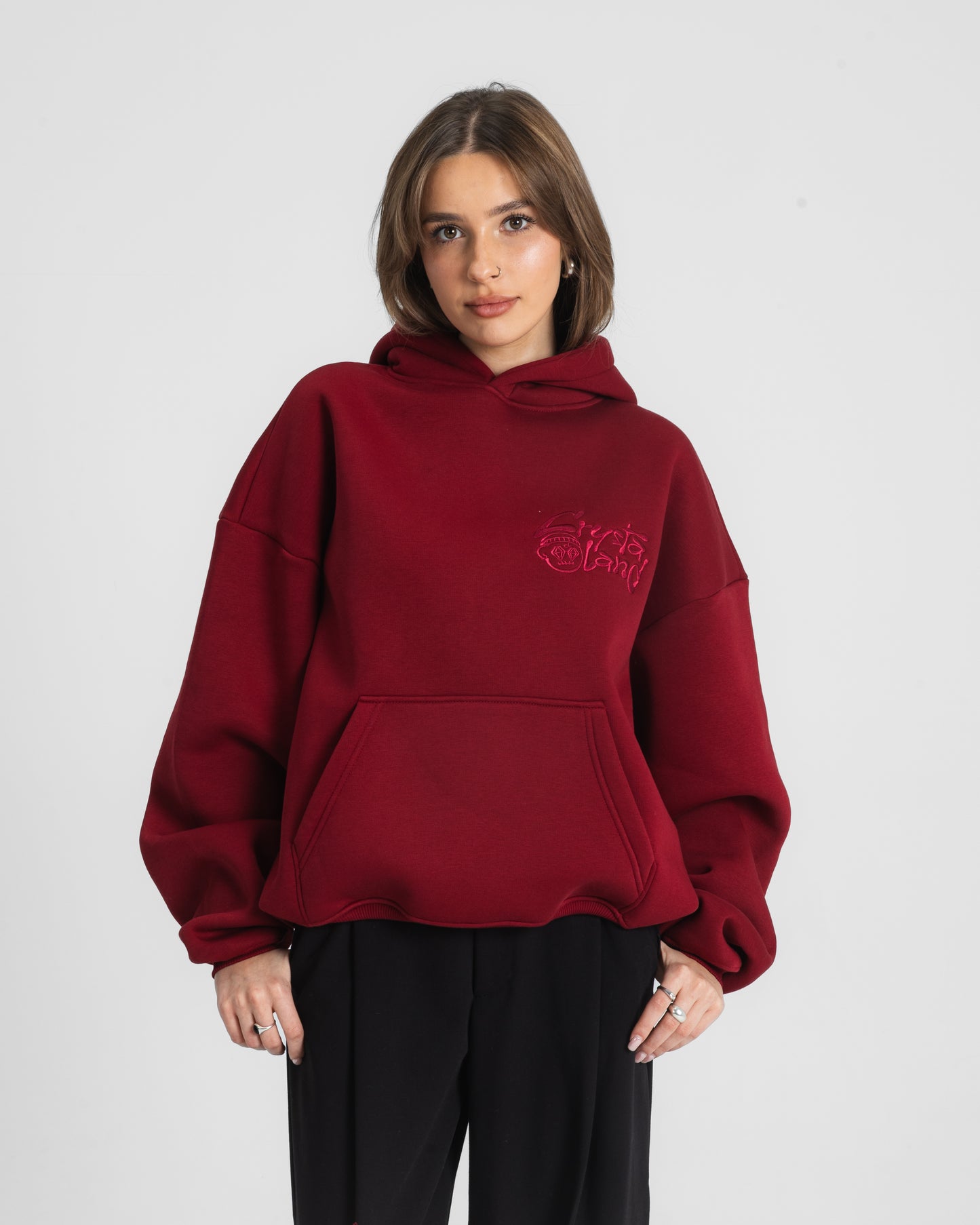 CRYSTALAND BASIC BURGUNDY HOODIE