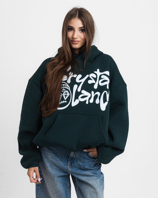 CRYSTALAND FOREST GREEN HOODIE