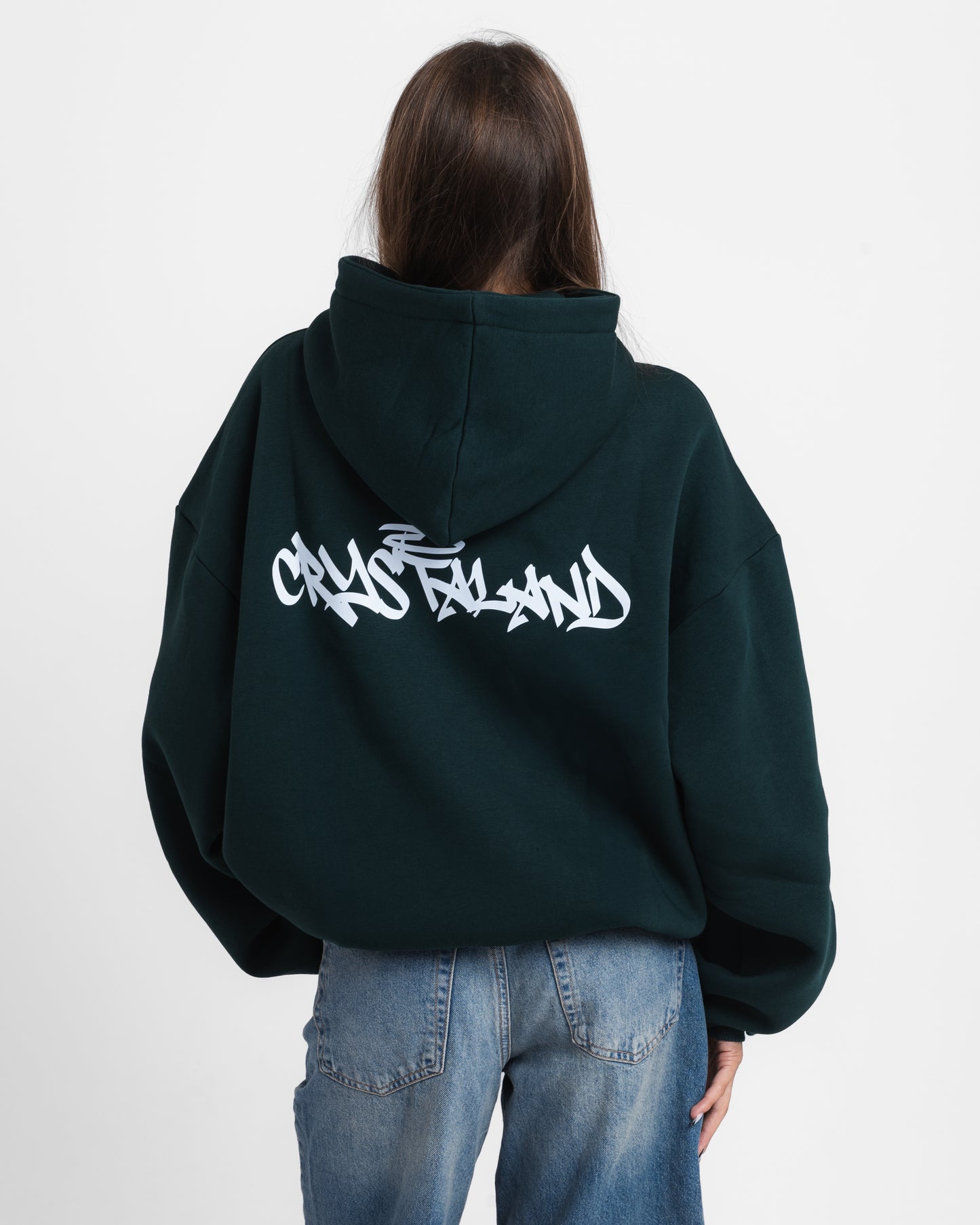 CRYSTALAND FOREST GREEN HOODIE