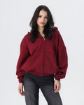 CRYSTALAND ESSENTIAL BURGUNDY ZIP HOODIE