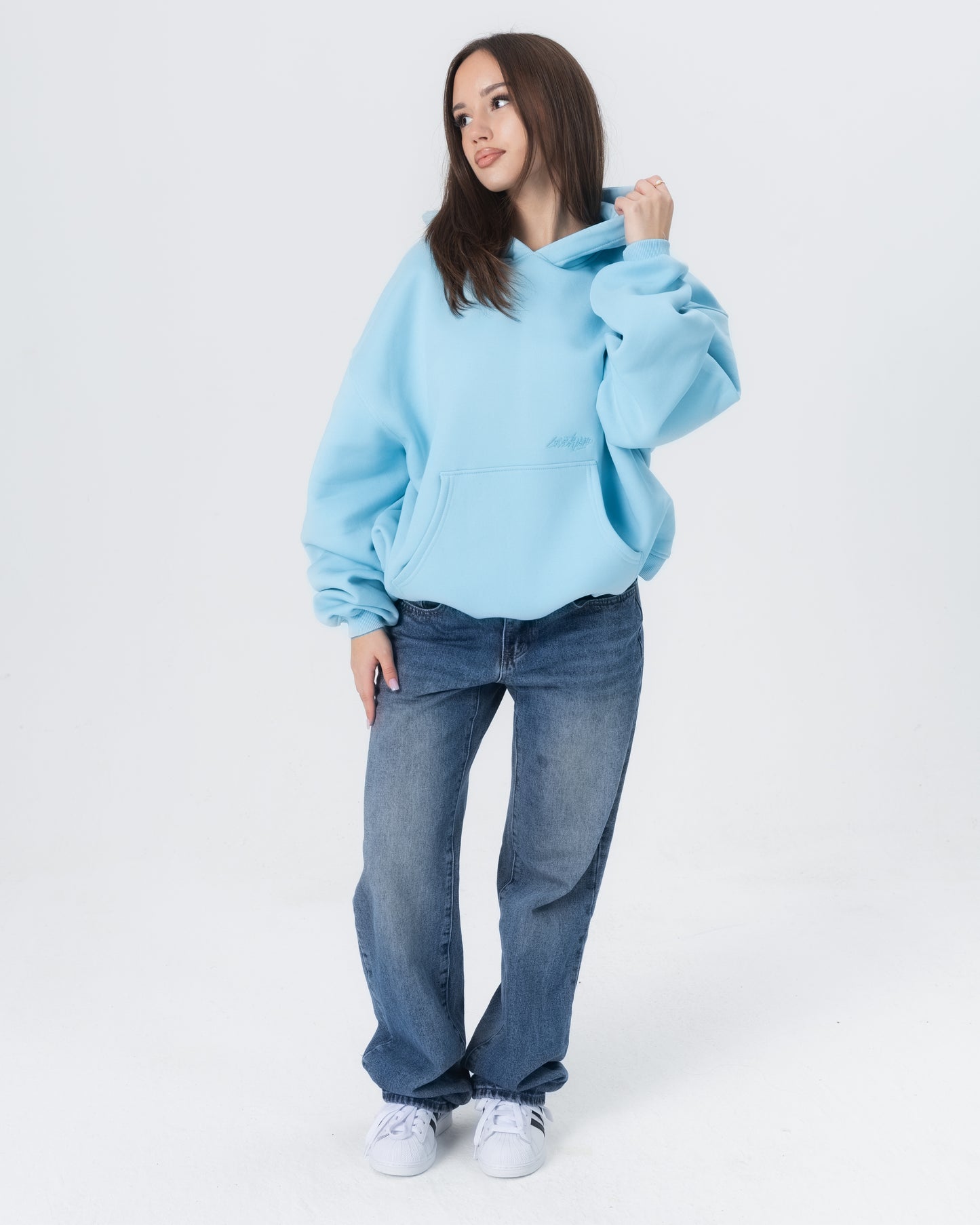 CRYSTALAND ESSENTIAL BABY BLUE HOODIE