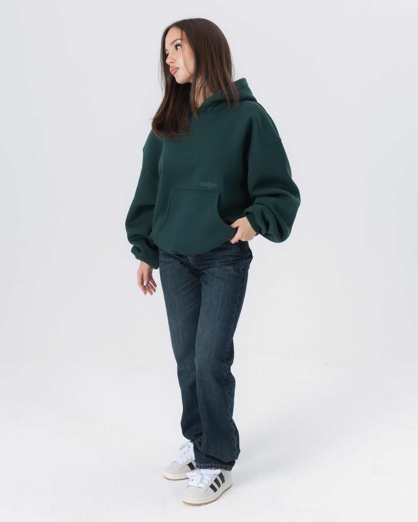 CRYSTALAND ESSENTIAL FOREST GREEN HOODIE