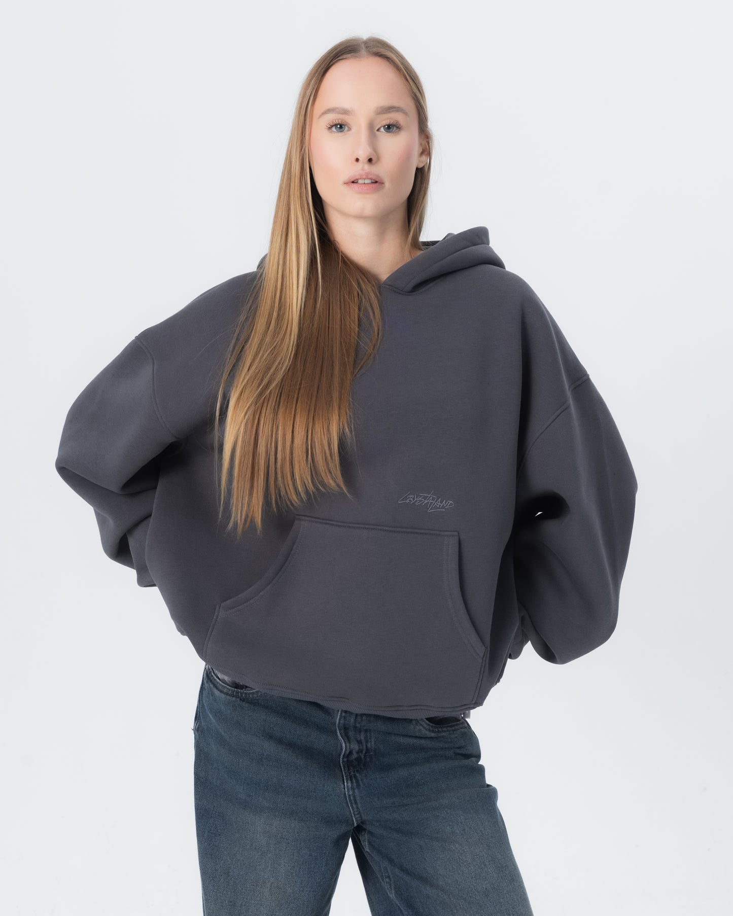 CRYSTALAND ESSENTIAL SHADOW GREY HOODIE
