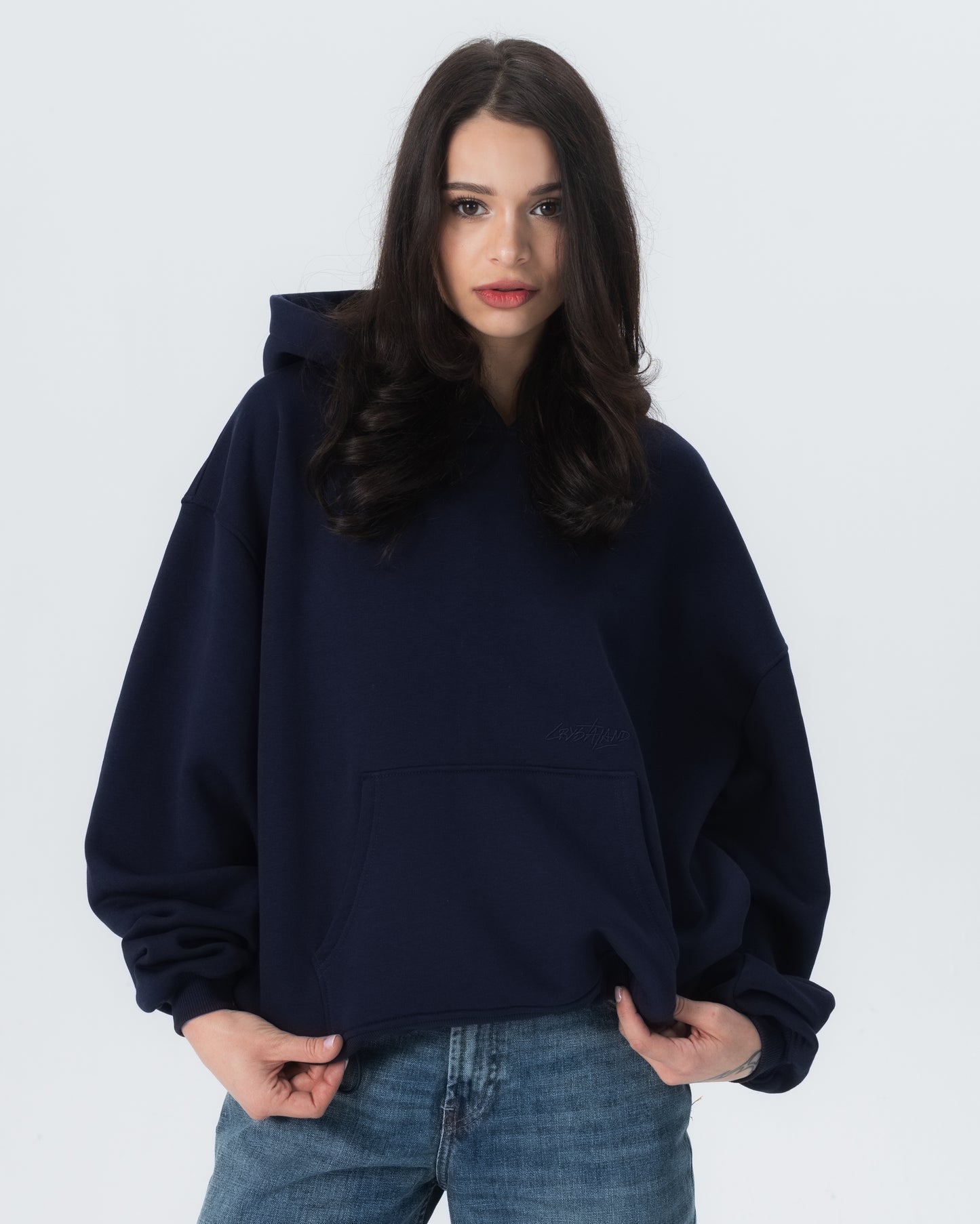 CRYSTALAND ESSENTIAL DARK NAVY HOODIE
