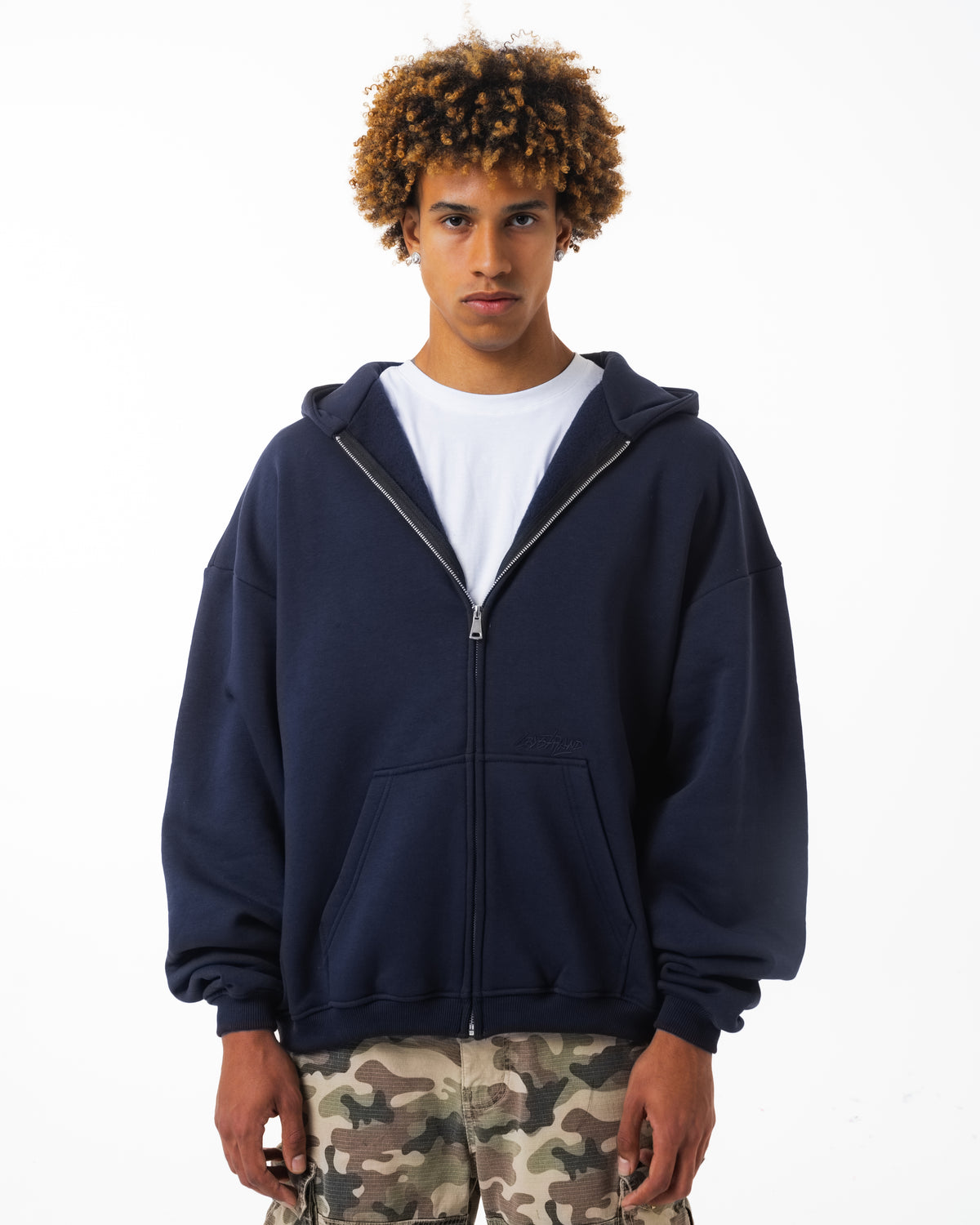 CRYSTALAND ESSENTIAL DARK NAVY ZIP HOODIE