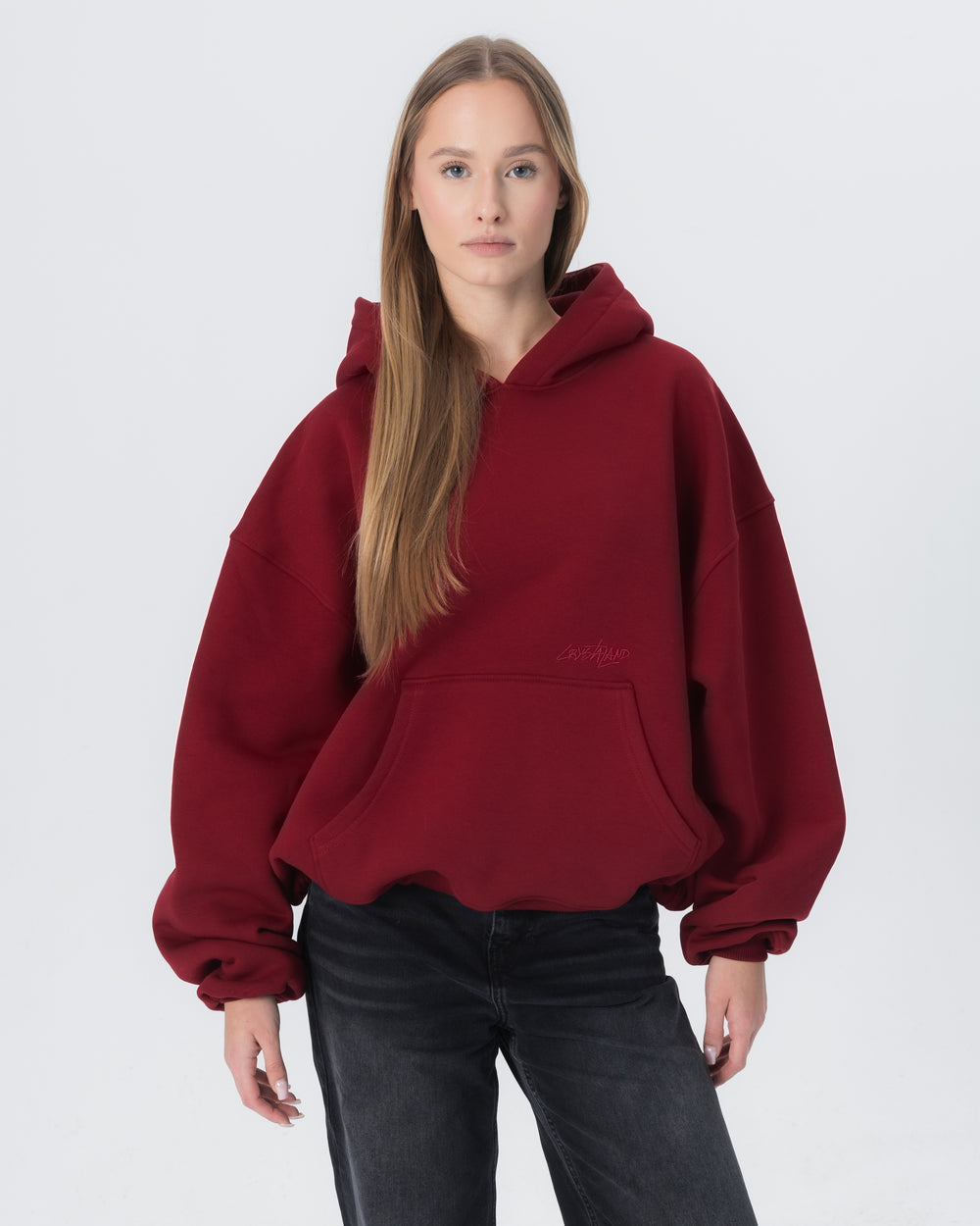 CRYSTALAND ESSENTIAL BURGUNDY HOODIE