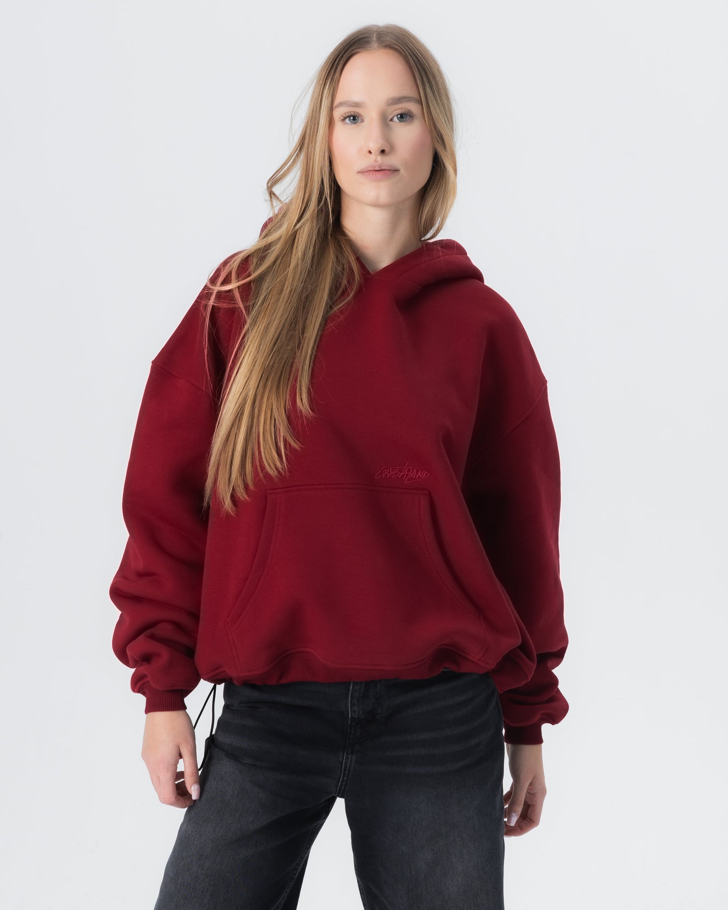 CRYSTALAND ESSENTIAL BURGUNDY HOODIE