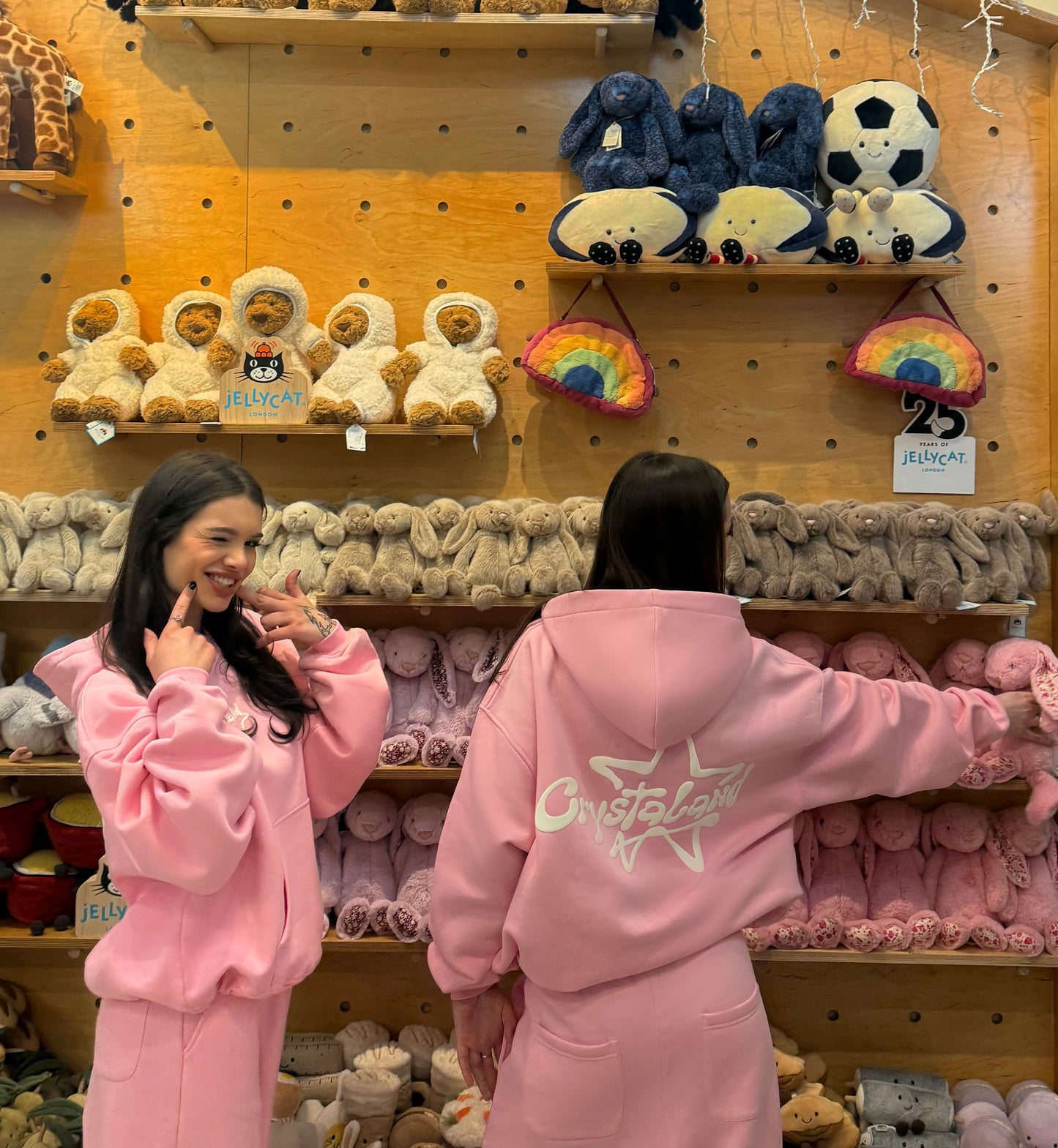 CRYSTALAND STAR PUFF PRINT BABY PINK HOODIE