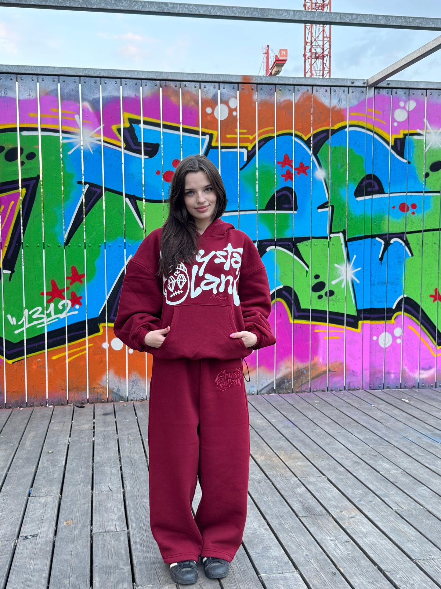 CRYSTALAND BURGUNDY HOODIE