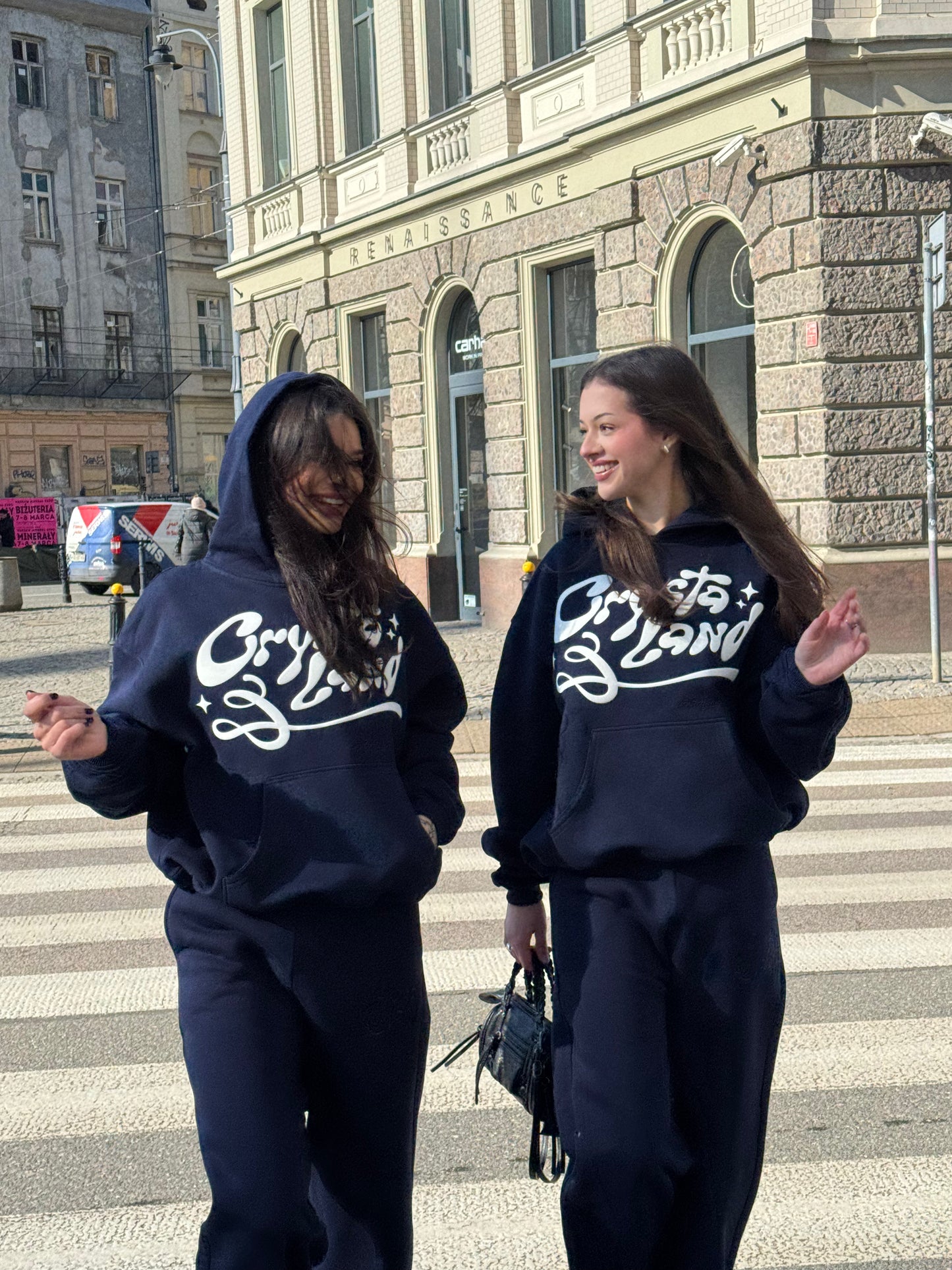 CRYSTALAND PUFF PRINT DARK NAVY HOODIE