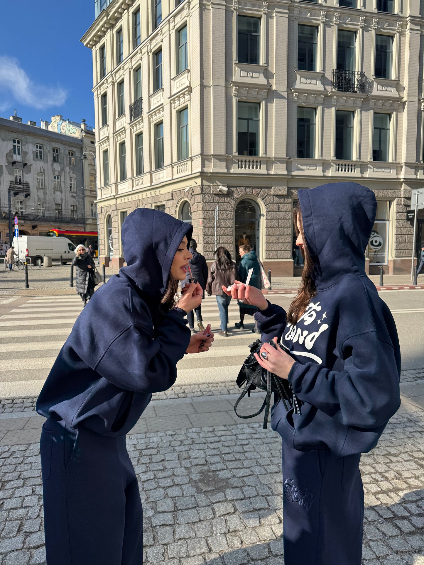 CRYSTALAND PUFF PRINT DARK NAVY HOODIE