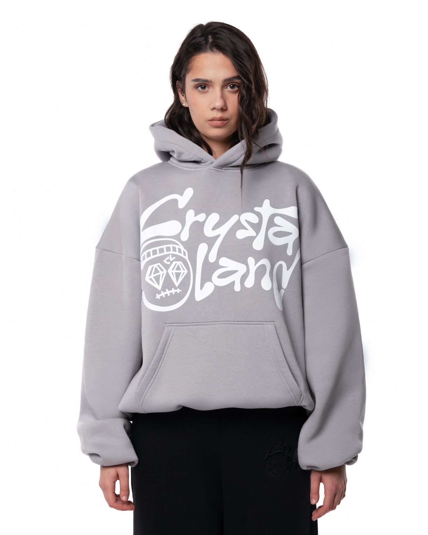 CRYSTALAND SILVER GREY HOODIE