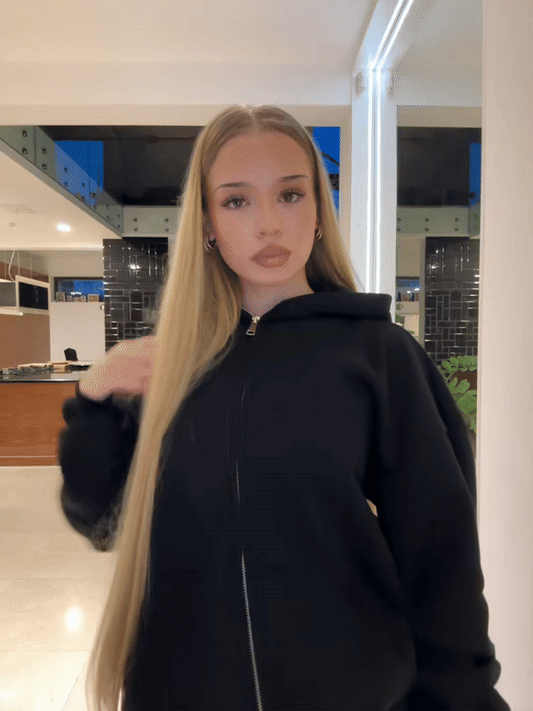 CRYSTALAND ESSENTIAL BLACK ZIP HOODIE