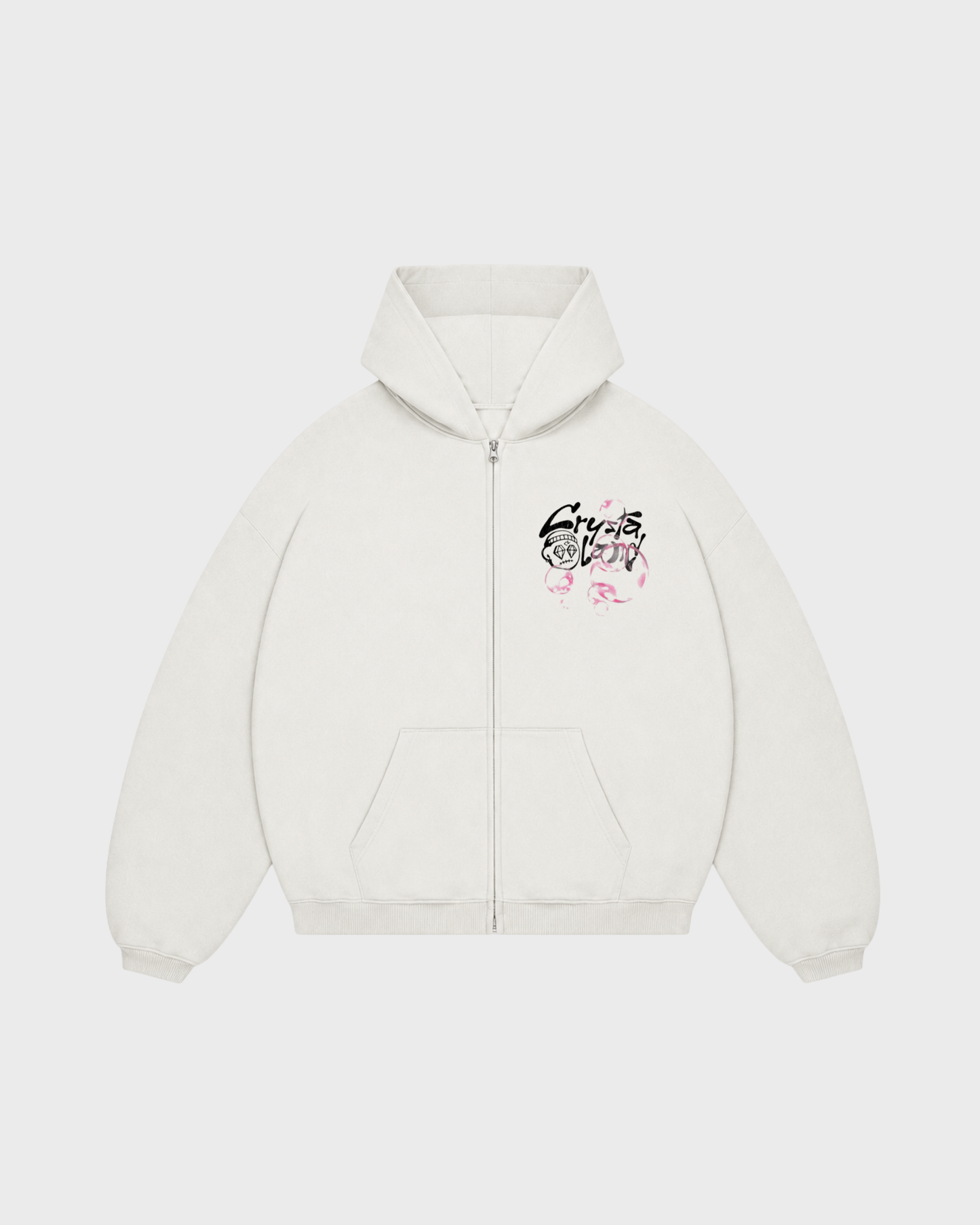 CRYSTALAND BUBBLE ECRU ZIP HOODIE