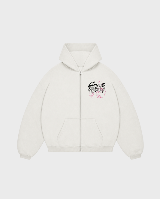 CRYSTALAND BUBBLE ECRU ZIP HOODIE