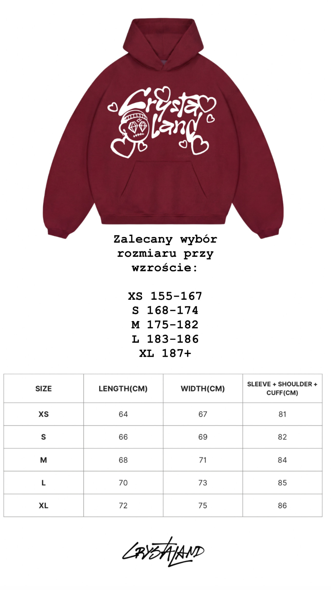 CRYSTALAND VALENTINE'S DAY BURGUNDY HOODIE