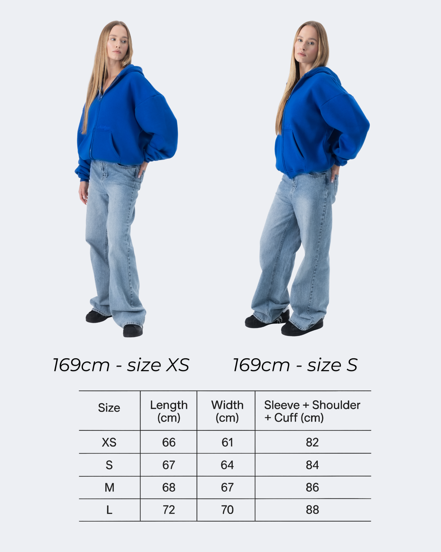 CRYSTALAND ESSENTIAL CORNFLOWER ZIP HOODIE