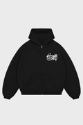 CRYSTALAND CHESS ZIP BLACK HOODIE
