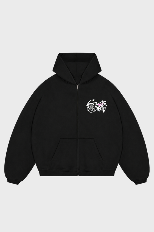 CRYSTALAND CHESS ZIP BLACK HOODIE
