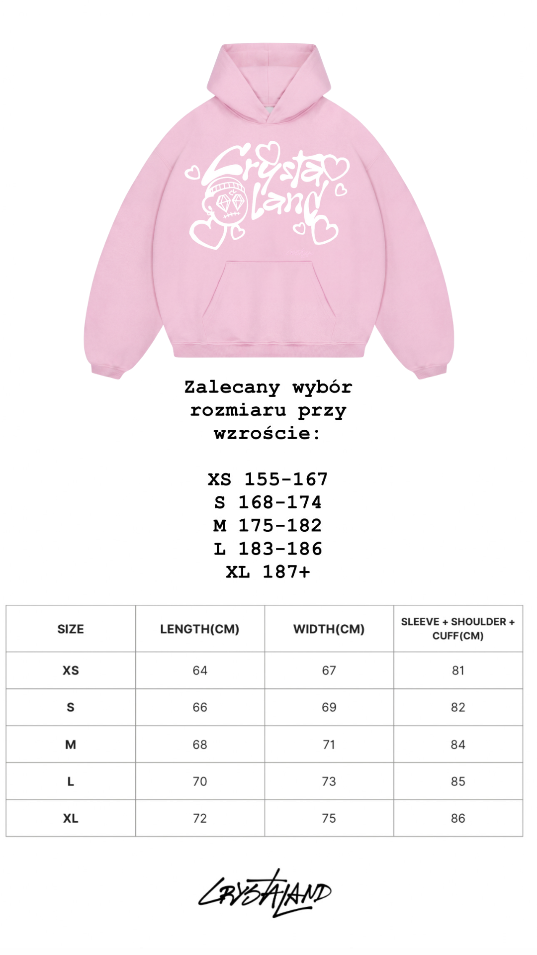 CRYSTALAND VALENTINE'S DAY BABY PINK HOODIE
