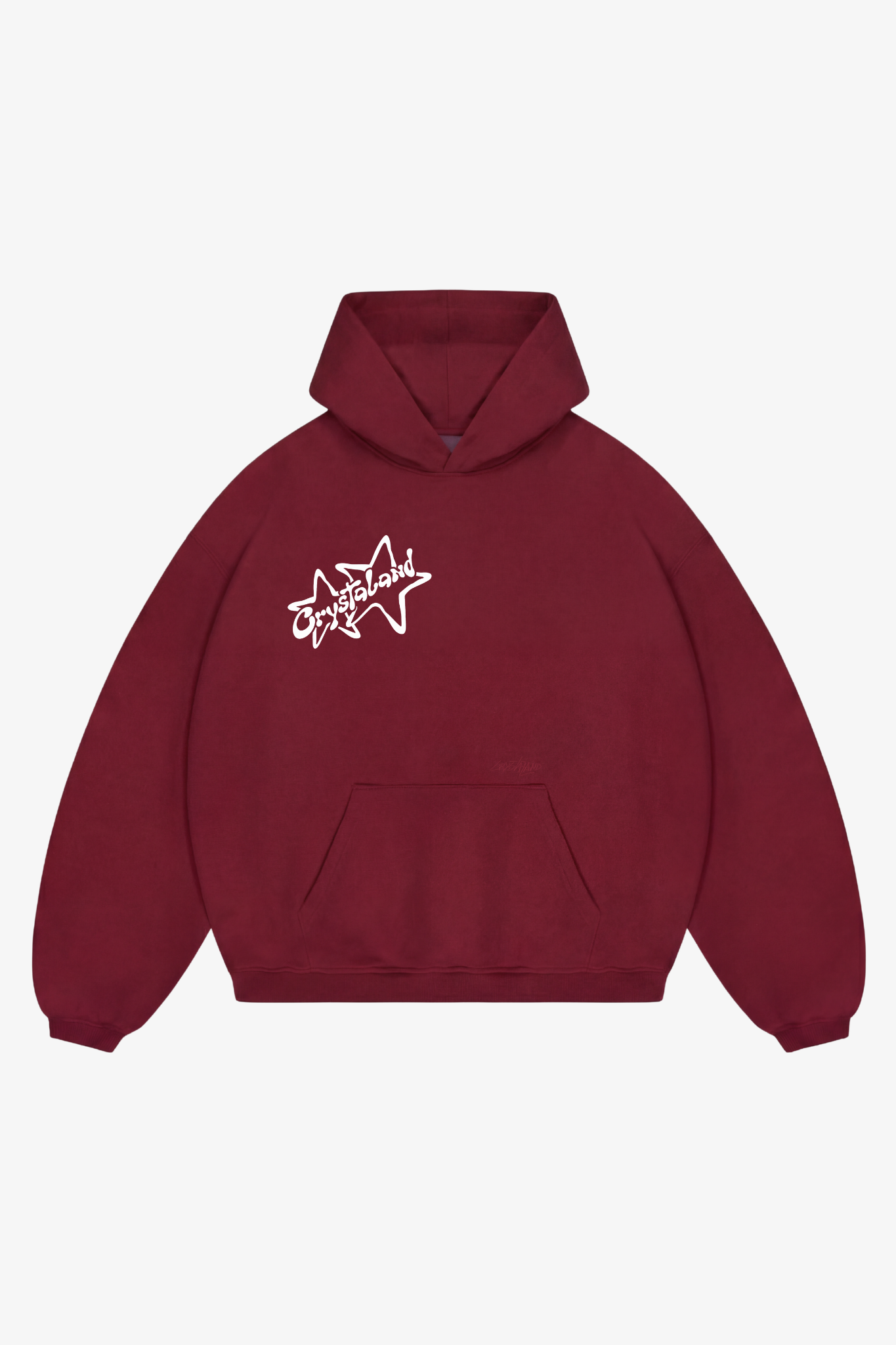 CRYSTALAND STAR PUFF PRINT BURGUNDY HOODIE