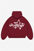 CRYSTALAND STAR PUFF PRINT BURGUNDY HOODIE