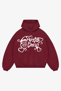 CRYSTALAND VALENTINE'S DAY BURGUNDY HOODIE