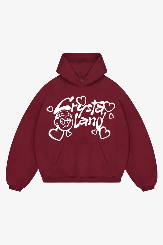 CRYSTALAND VALENTINE'S DAY BURGUNDY HOODIE