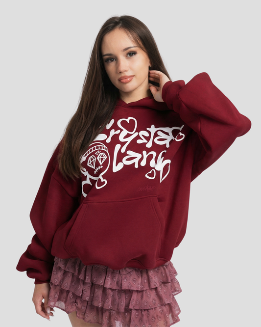 CRYSTALAND VALENTINE'S DAY BURGUNDY HOODIE