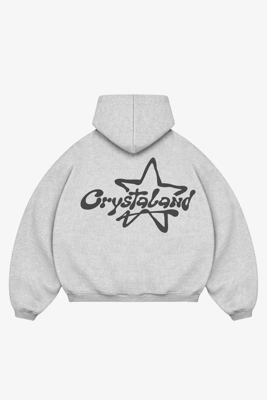 CRYSTALAND STAR PUFF PRINT GREY HOODIE