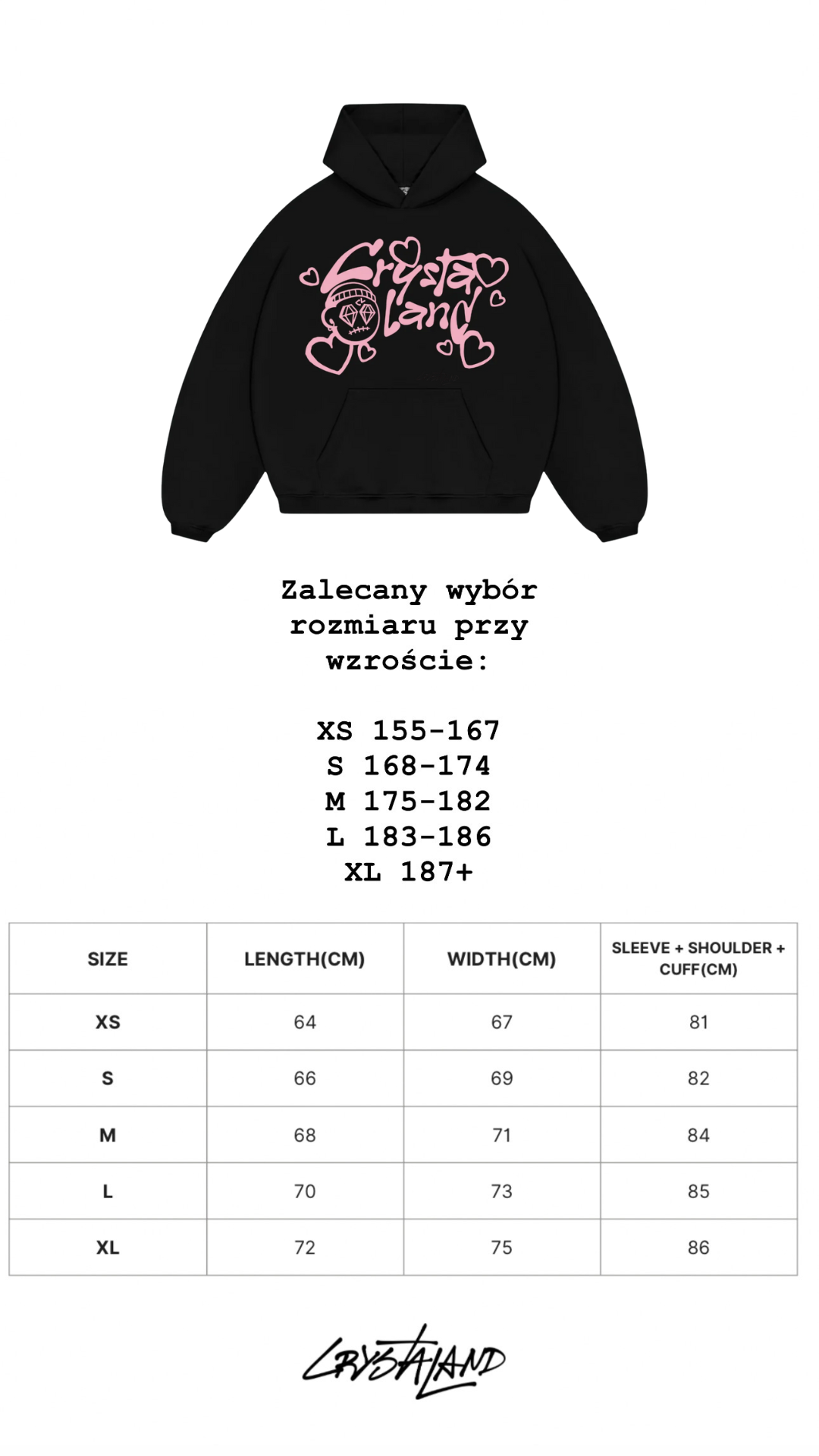 CRYSTALAND VALENTINE'S DAY BLACK HOODIE