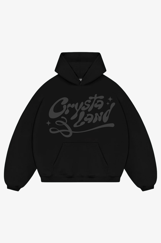CRYSTALAND PUFF PRINT BLACK HOODIE