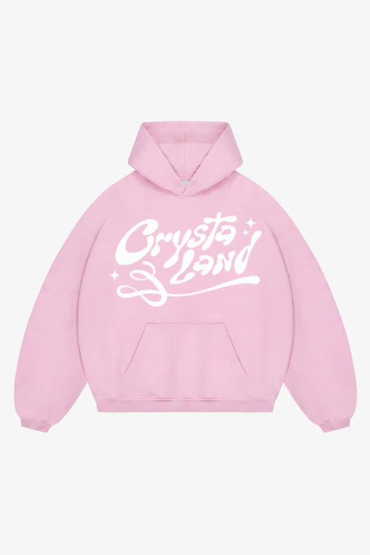 CRYSTALAND PUFF PRINT BABY PINK HOODIE