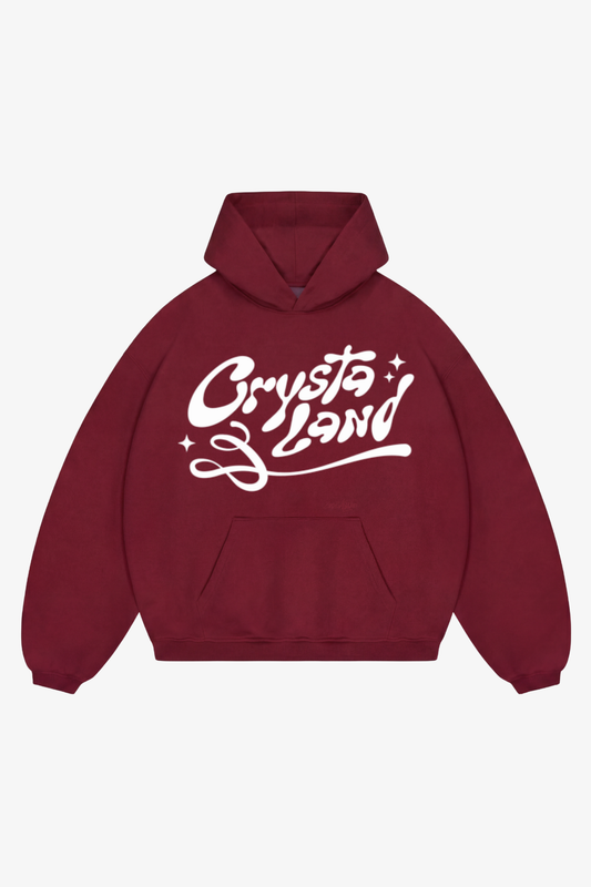 CRYSTALAND PUFF PRINT BURGUNDY HOODIE