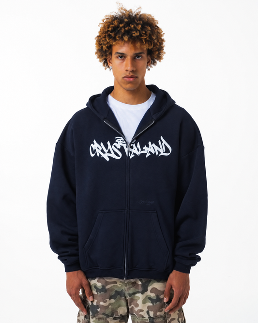 CRYSTALAND DARK NAVY ZIP UP HOODIE