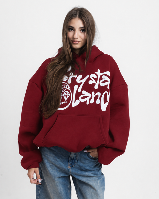 CRYSTALAND BURGUNDY HOODIE