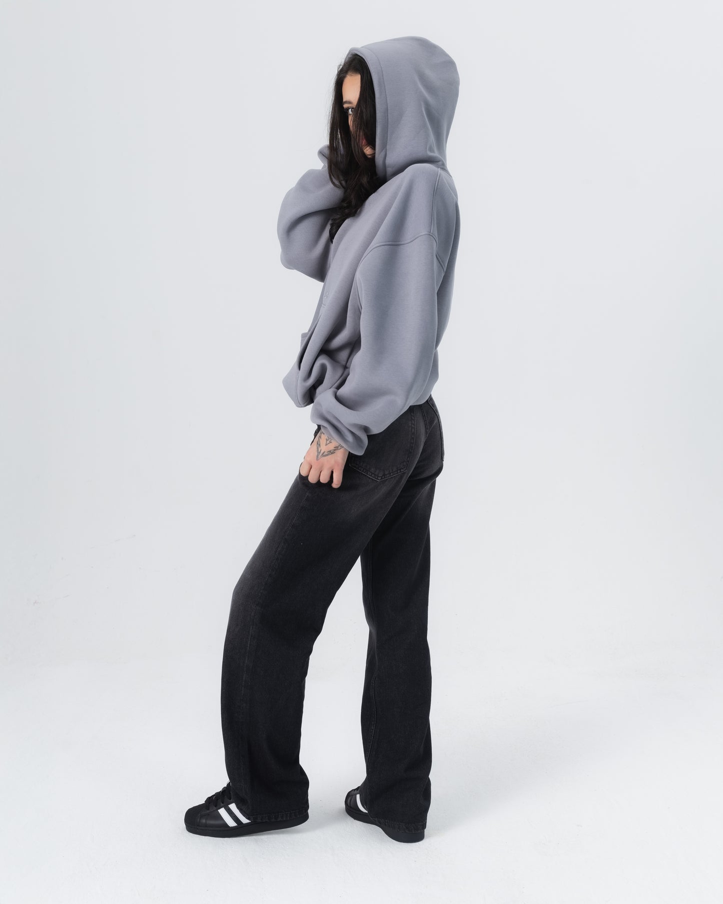 CRYSTALAND ESSENTIAL SILVER GREY HOODIE